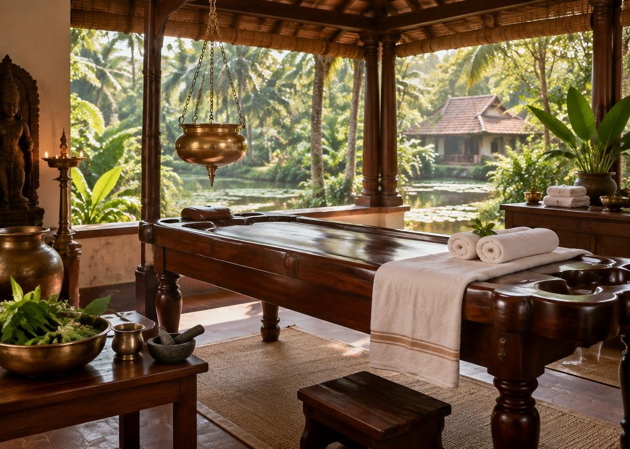 Salle de soins ayurvédiques au Kerala