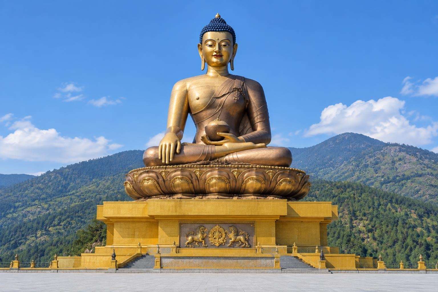 Bouddha Dordenma sur les hauteurs de Thimphu au Bhoutan — illustration