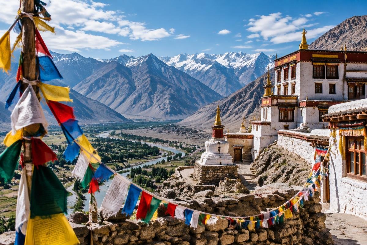Un monastère dans les montagnes du Ladakh