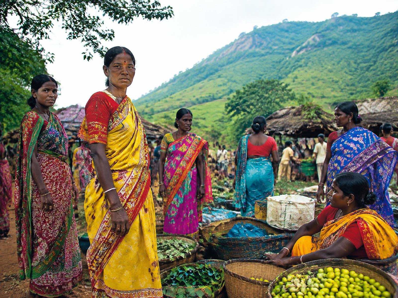 Marché tribal dans un village de l'Orissa