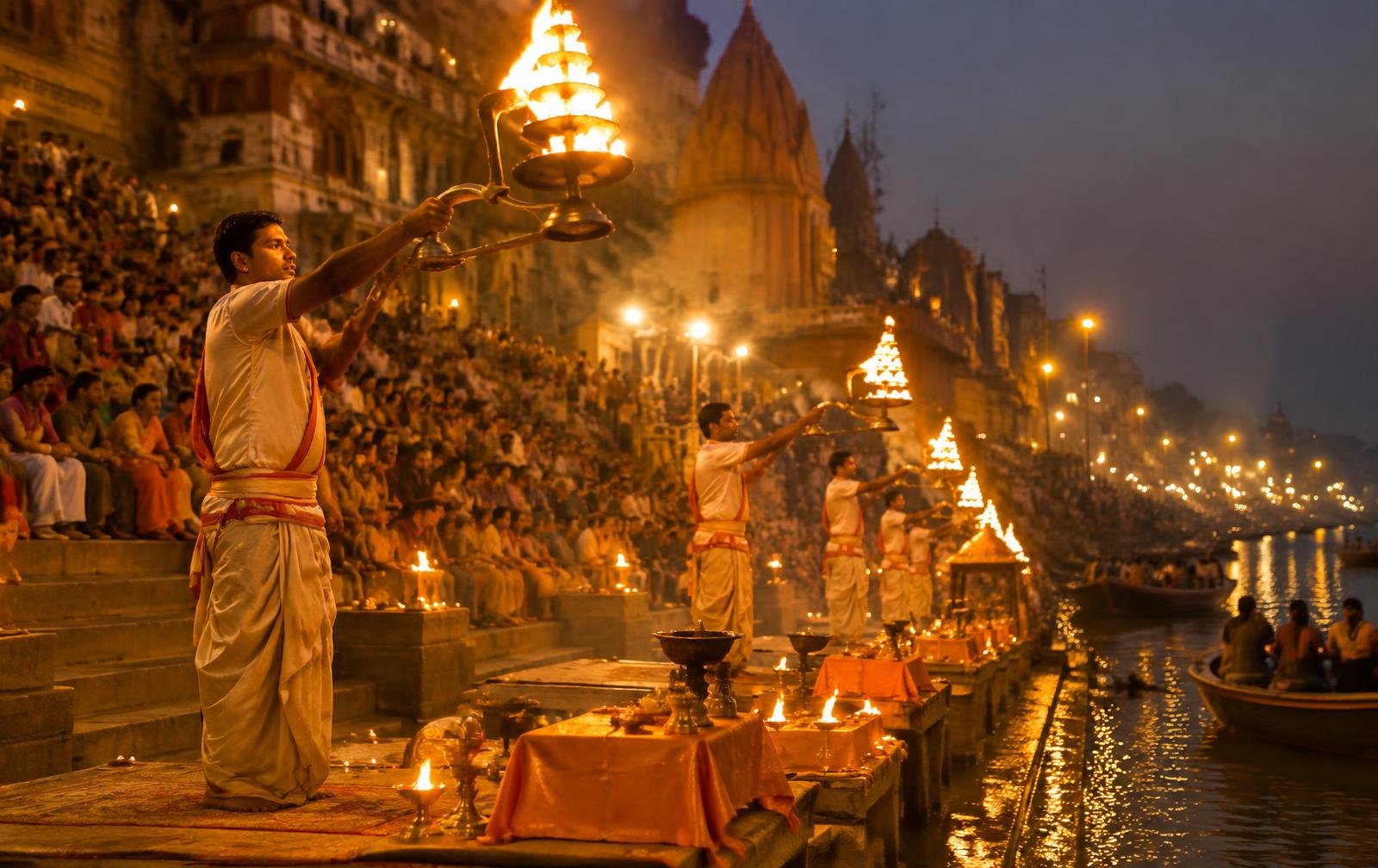 La cérémonie du Gange à Varanasi